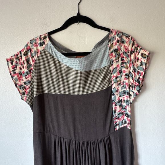 Rebe by Debra Weiss Dress Women’s Size Large Artsy Mixed Print Pockets Retro - Picture 2 of 8